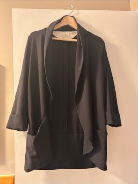 Wilfred Black Draped Open-Front Blazer